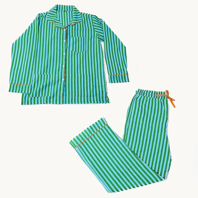 Pajama Set Bonnie Stripe Green Blue