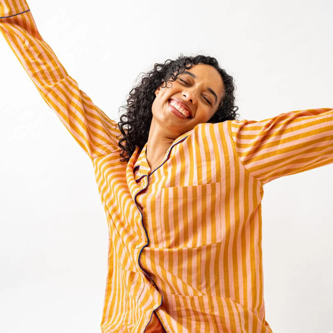 Pajama Set Bonnie Stripe Mustard Blush