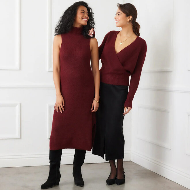 Turtleneck Sweater Dress Wine