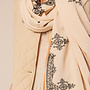 Scarf Ethinic Embroidered Ecru