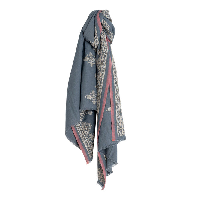 Scarf Ethinic Embroidered Indigo