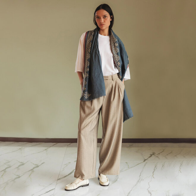 Scarf Ethinic Embroidered Indigo