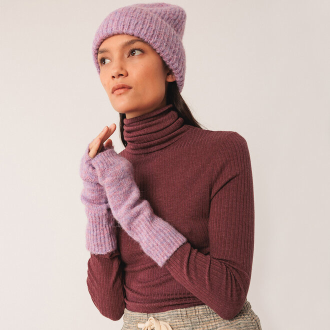 Ribbed T-Shirt Turtleneck Eggplant