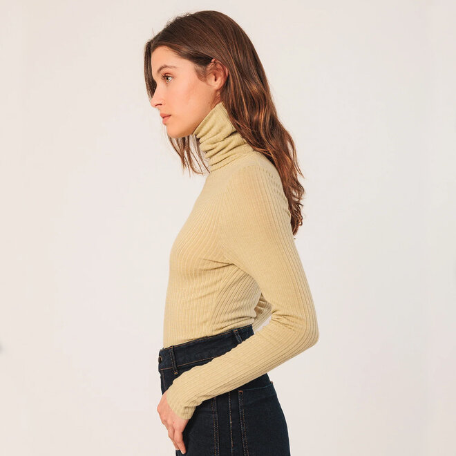 Ribbed T-Shirt Turtleneck Sage