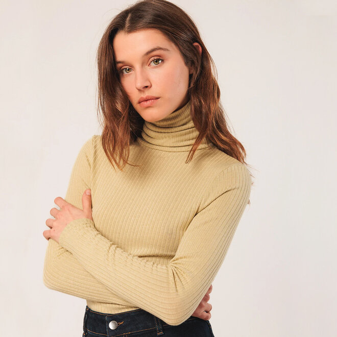 Ribbed T-Shirt Turtleneck Sage