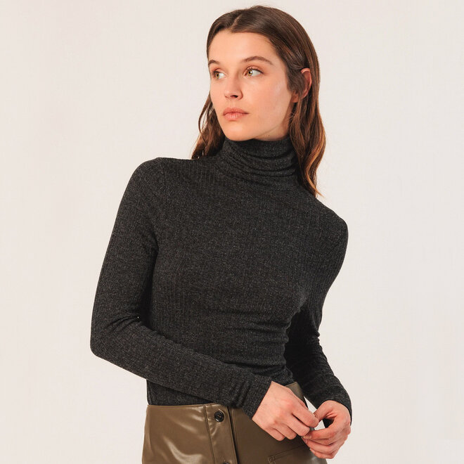 Ribbed T-Shirt Turtleneck Marengo