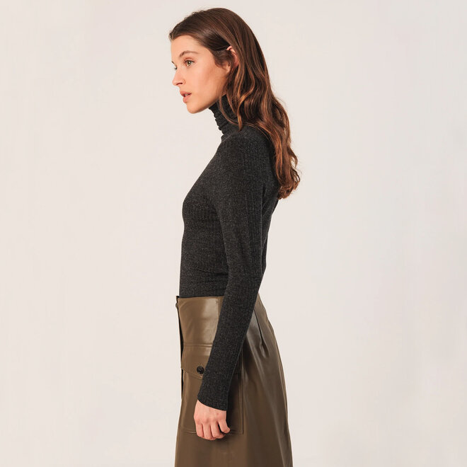 Ribbed T-Shirt Turtleneck Marengo