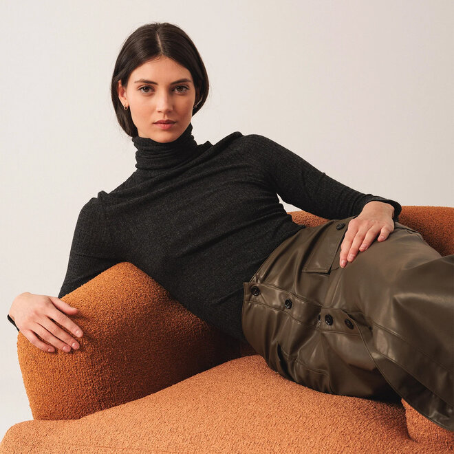 Ribbed T-Shirt Turtleneck Marengo