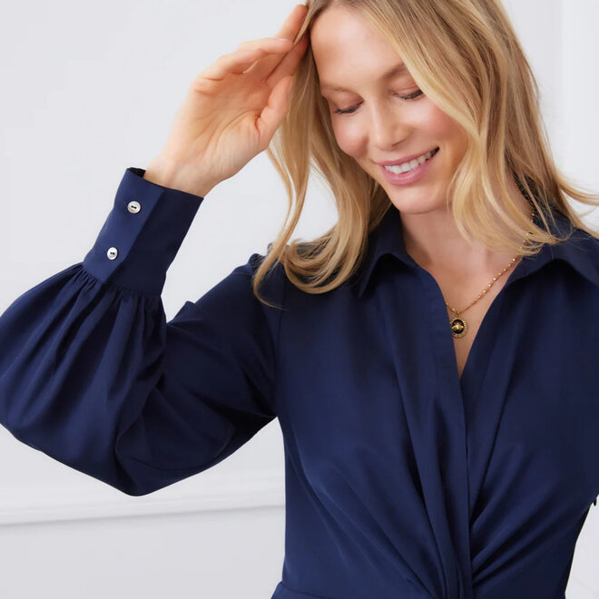 Dress Savannah Twist Front Navy