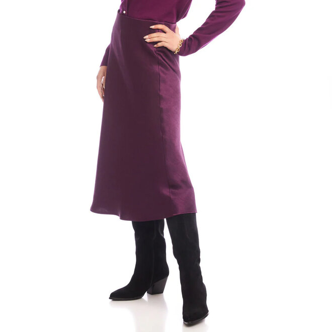 Skirt Satin Bias Cut Midi Eggplant