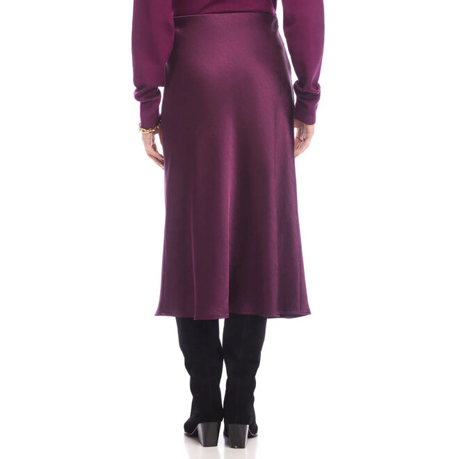 Skirt Satin Bias Cut Midi Eggplant