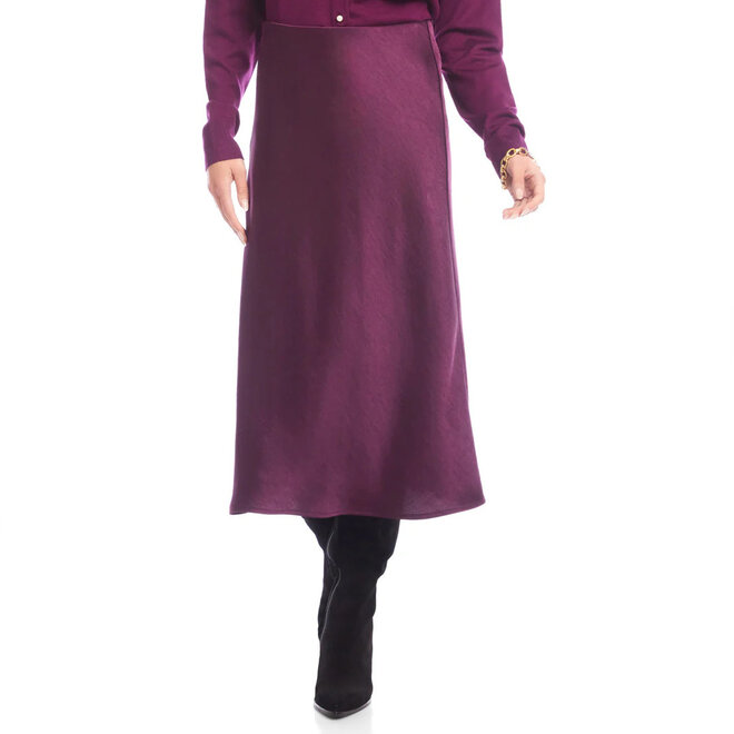 Skirt Satin Bias Cut Midi Eggplant