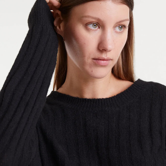 Knit Sweater Striped Black