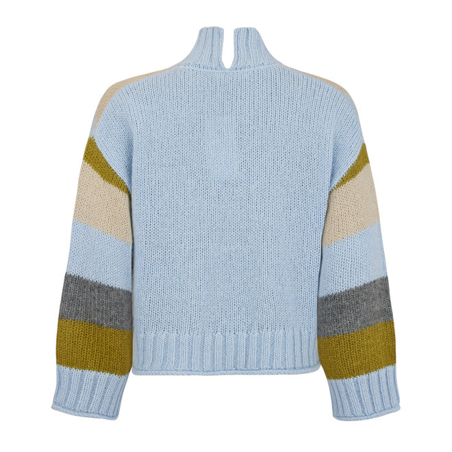 Knit Cardigan Stripes Green & Grey