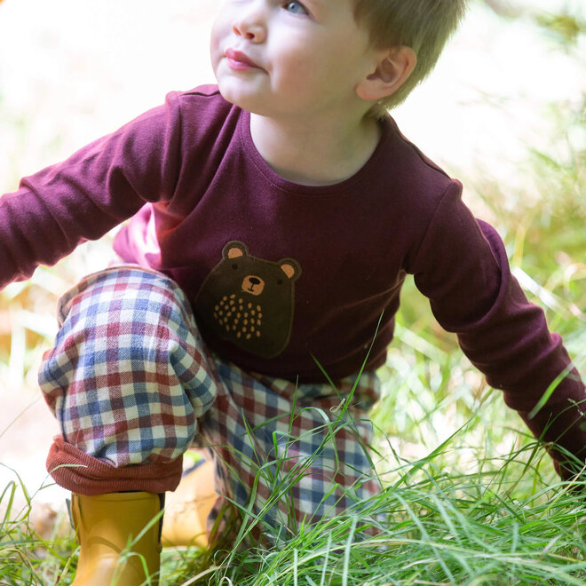 T-Shirt LS Teddy Bear Applique Brown