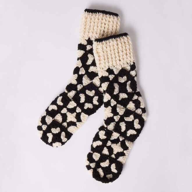 Crochet Slipper Socks La Paz Black/White
