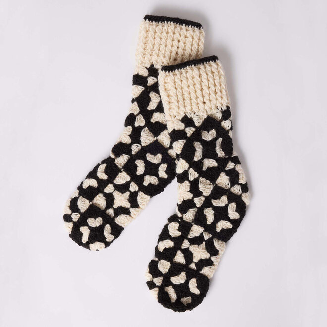 Crochet Slipper Socks La Paz Black/White