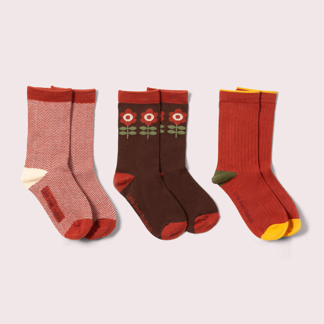 Ankle Socks Flowers Multi Set of 3 in Box