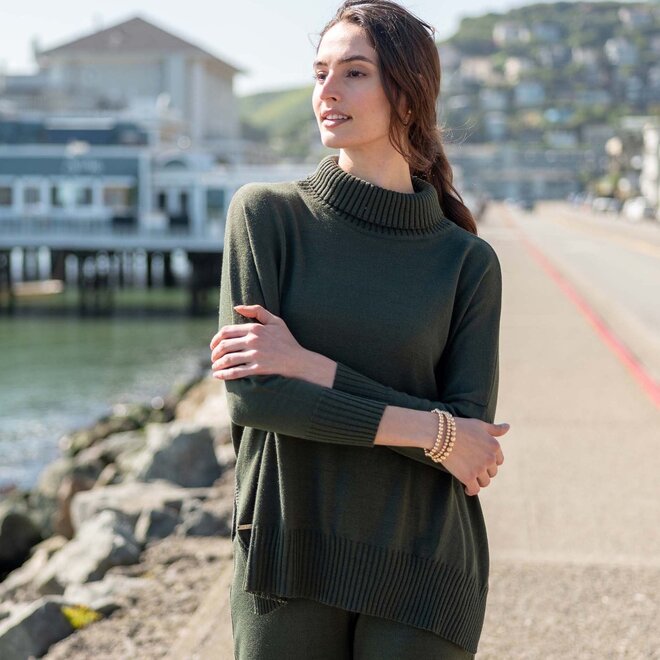 Catalina Turtleneck Sweater Deep Emerald