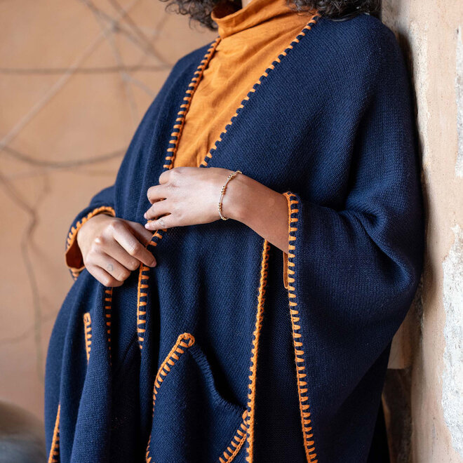 Travel Wrap Whipstitch Navy/Golden OS