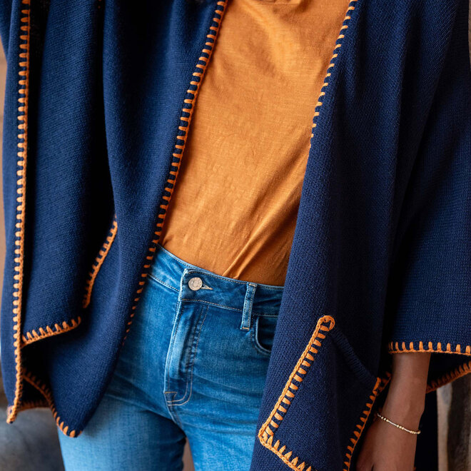 Travel Wrap Whipstitch Navy/Golden OS
