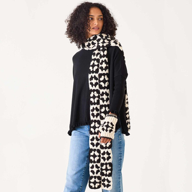 Crochet Scarf La Paz Black/White
