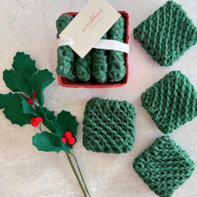 Christmas Scrub Cloths Set of 4 Berry Basket