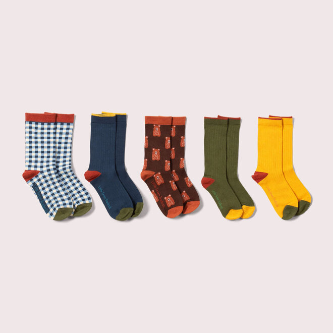 Ankle Socks Teddy Bear Multi Set of 5 0-6M