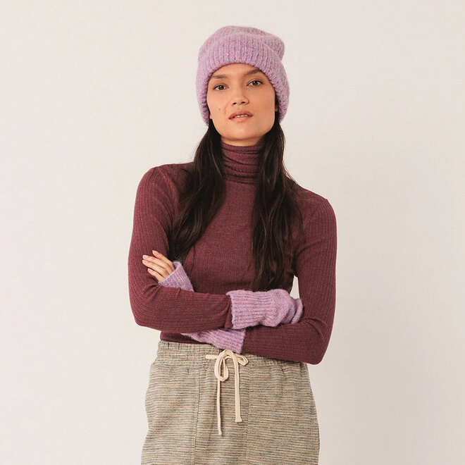 Ribbed T-Shirt Turtleneck Eggplant