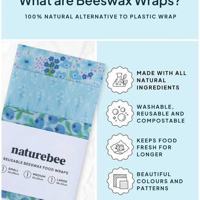 Wrap Beeswax Variety Blue Set of 3