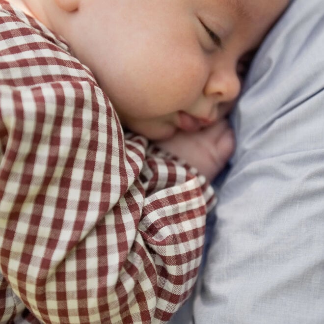 One Piece Gingham Long Sleeve Mulberry