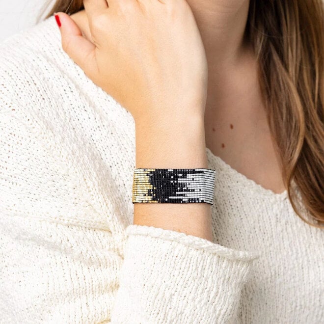 Bracelet Kenzie Beaded Ombre Black & White