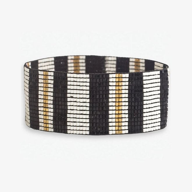 Bracelet Kenzie Beaded Vertical Stripes Black & White
