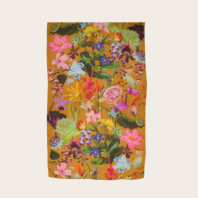 Silk Scarf Botanical Golden Amber