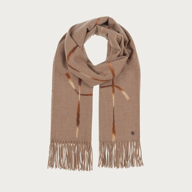 Scarf with Window Pane Check Chinchilla