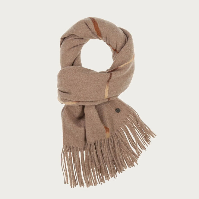 Scarf with Window Pane Check Chinchilla