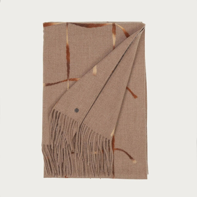 Scarf with Window Pane Check Chinchilla