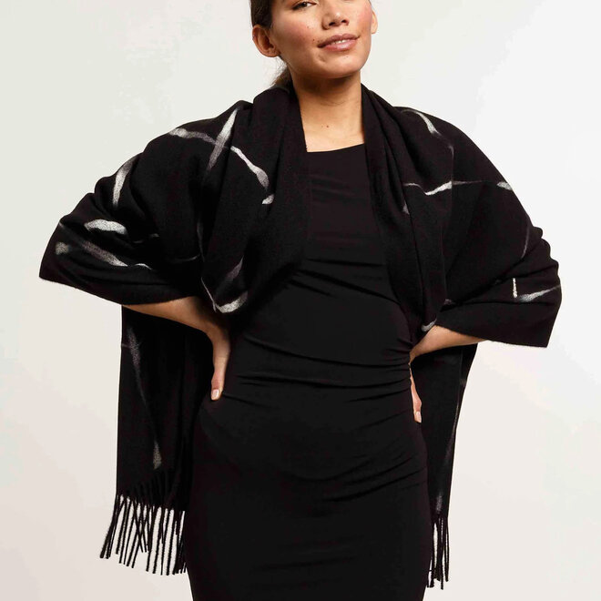 Scarf with Window Pane Check Black & White