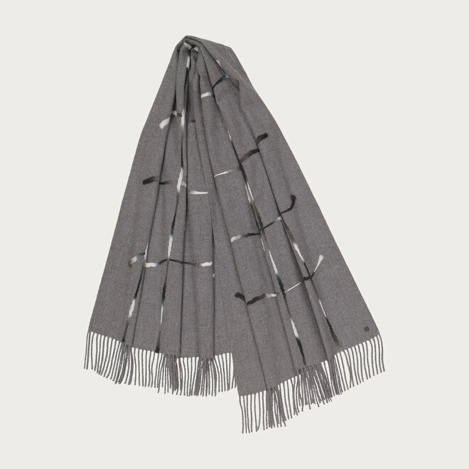 Scarf with Window Pane Check Grey