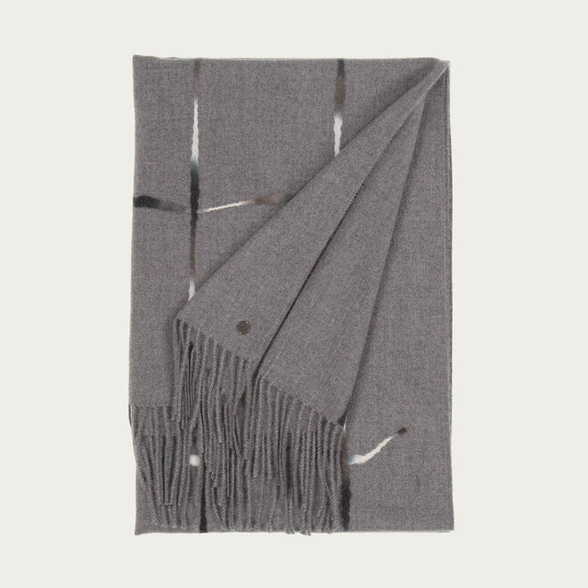 Scarf with Window Pane Check Grey