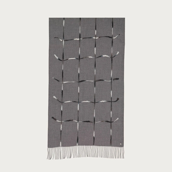 Scarf with Window Pane Check Grey