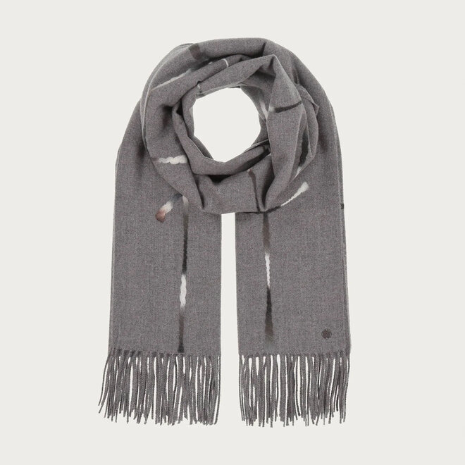 Scarf with Window Pane Check Grey