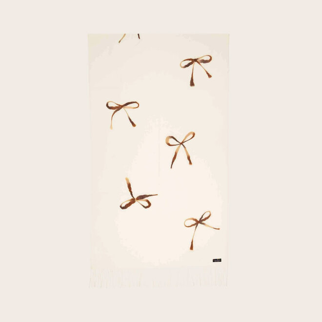 Scarf Embroidered Bows Off White