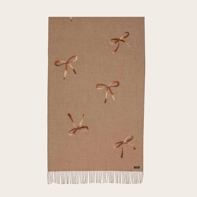 Scarf Embroidered Bows Chinchilla