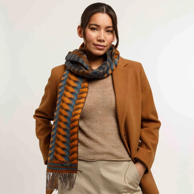 Scarf Graphic Jagged Pattern Crystal Teal