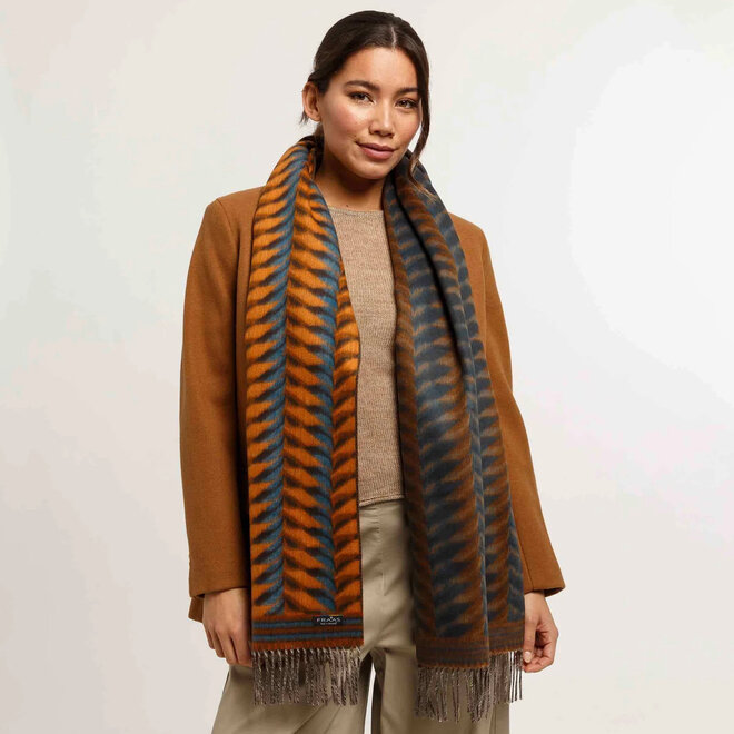 Scarf Graphic Jagged Pattern Crystal Teal