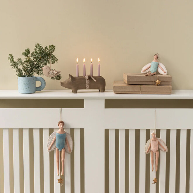 Fabric Ornament Bird Branches Blue