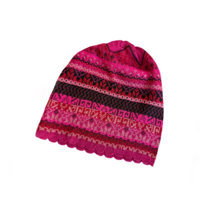 Hat Alpaca Blend Geometric Pink