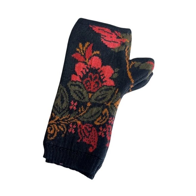 Hand Warmer Alpaca Floral Black