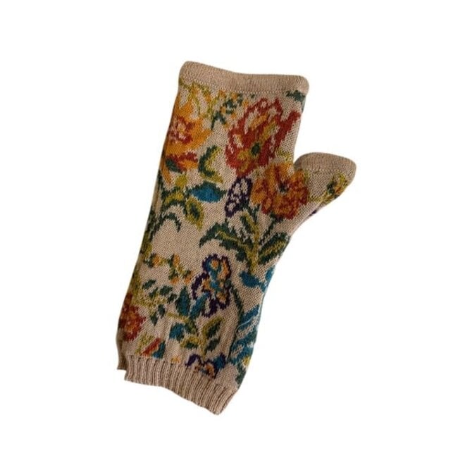 Hand Warmer Alpaca Floral Tan